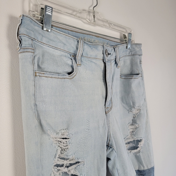 American Eagle Distressed Colorblock Jeans Super Stretch Hi Rise 10 Regular 2017 - Picture 3 of 13